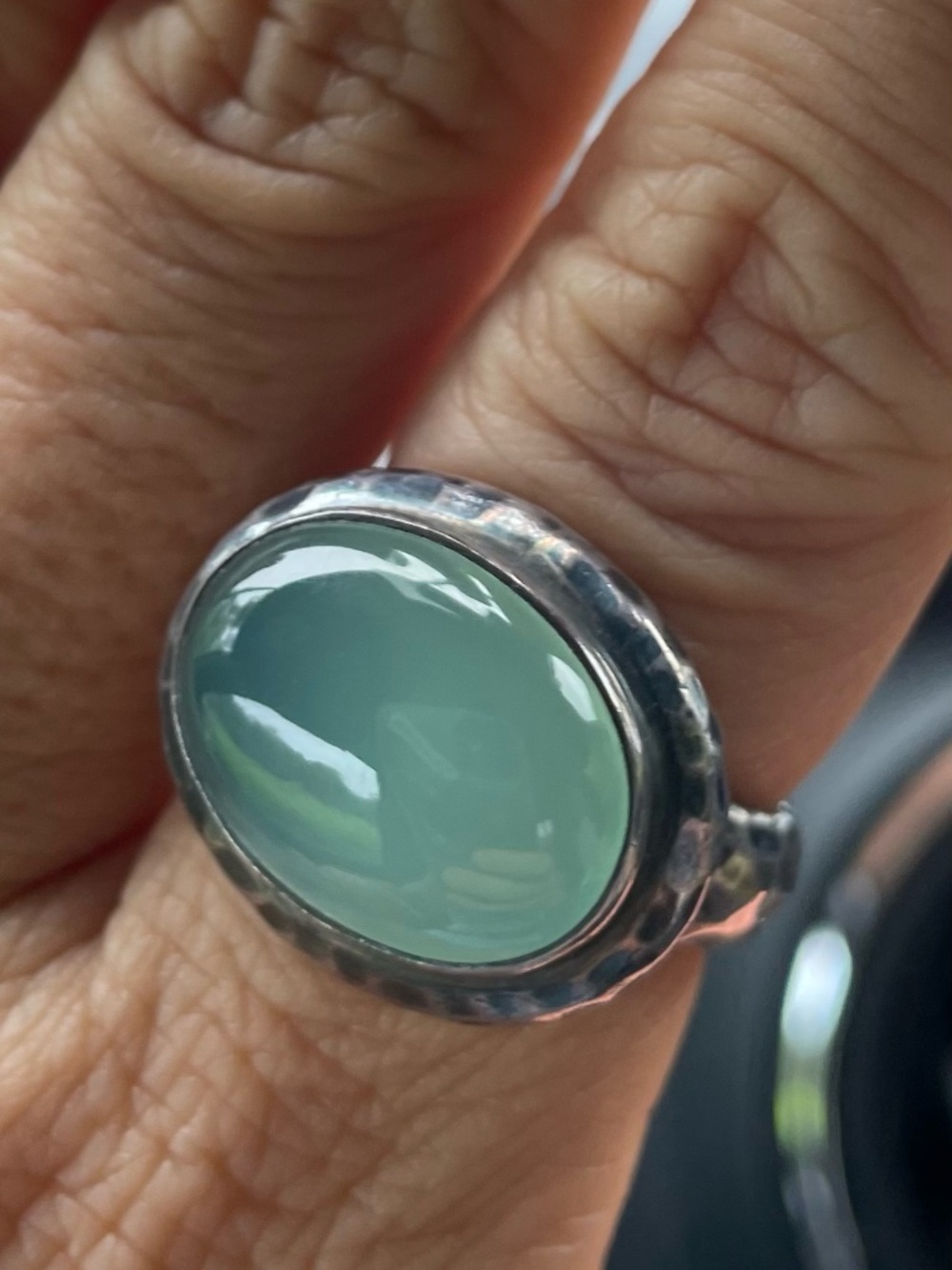 925 Silver and Aquamarine Ring Size 8 Artisan, Designer, Organic, Modern